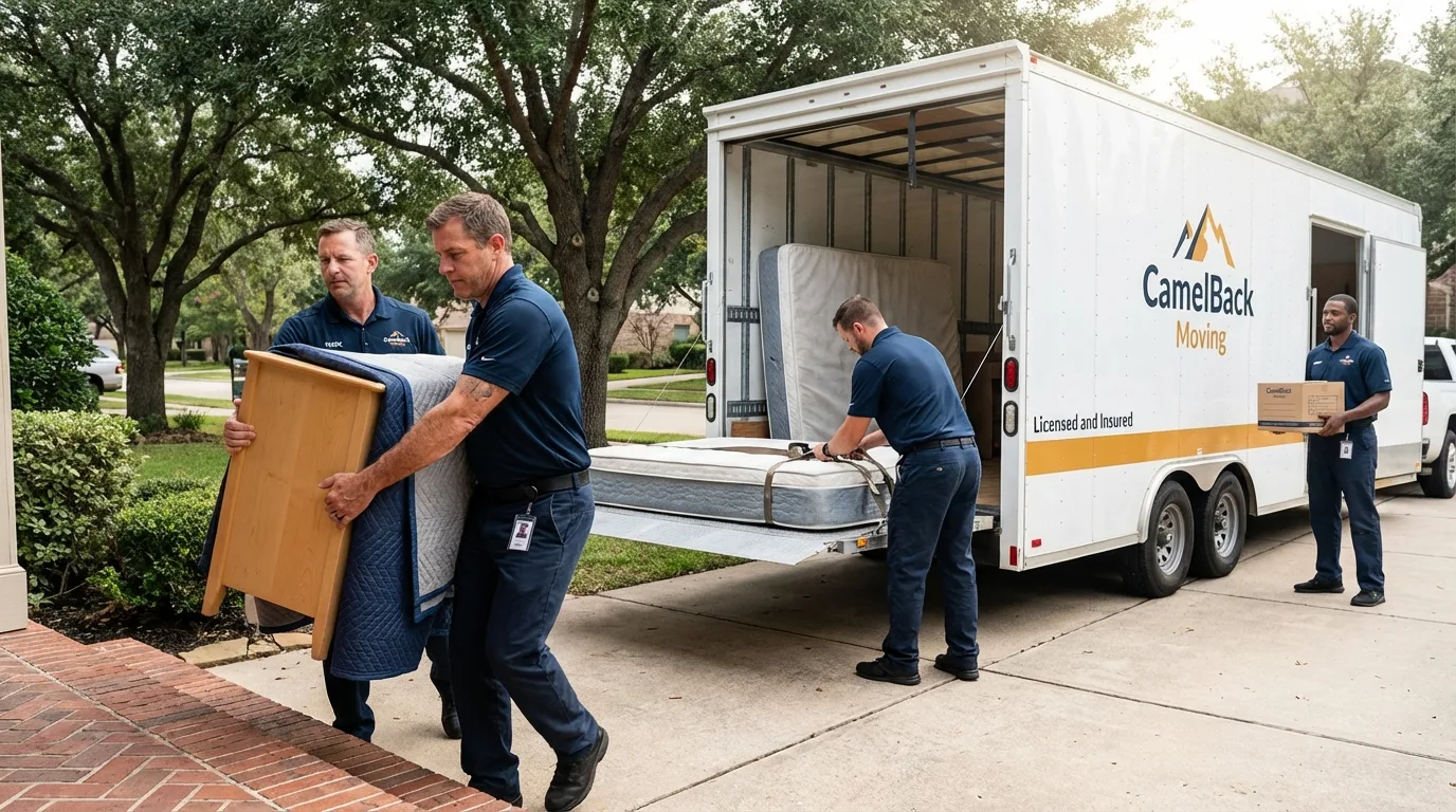 Crew loading residential truck for cross-state move from Deltona, FL