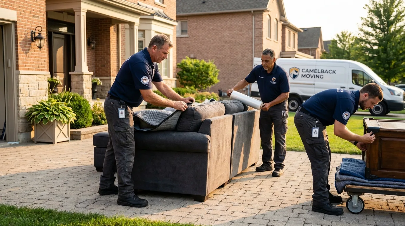 Large estate moving crew wrapping furniture in Deltona, FL